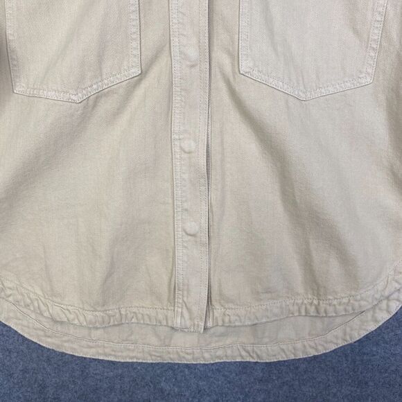 Miou Muse Snap Shirt Jacket Shacket S/M Oversize Cotton Workwear Beige - Picture 3 of 11